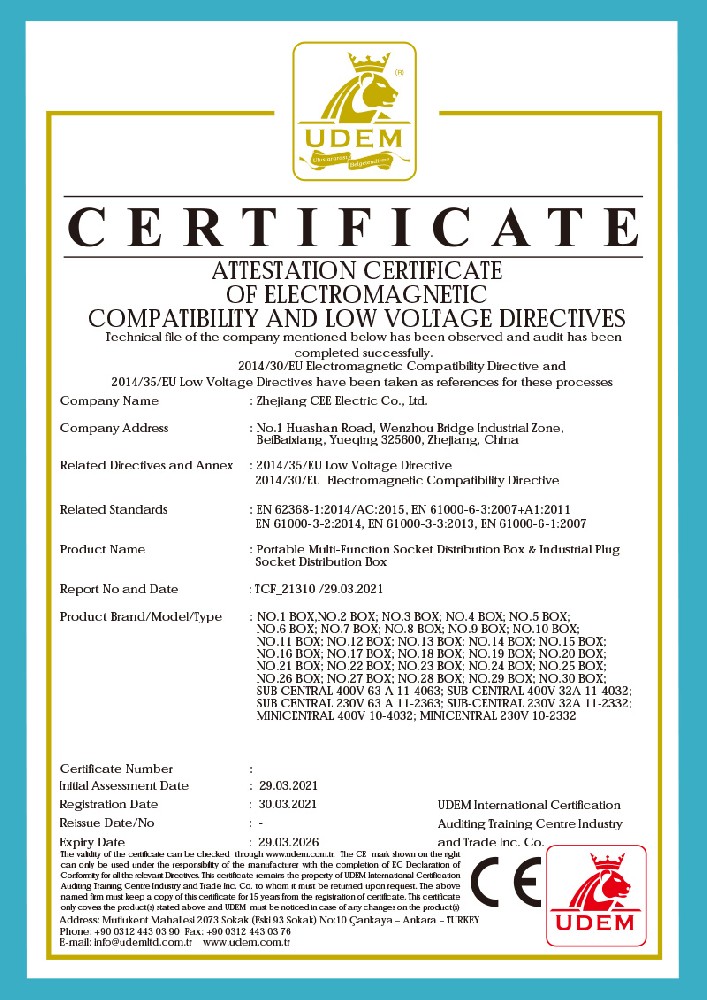 CE certificate for socket case